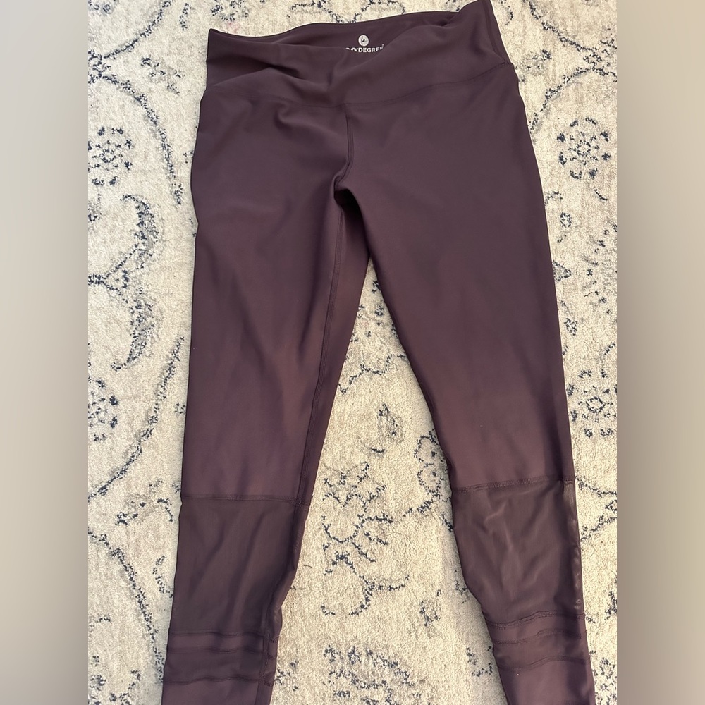 Dark Purple leggings with sheer panel near ankle
